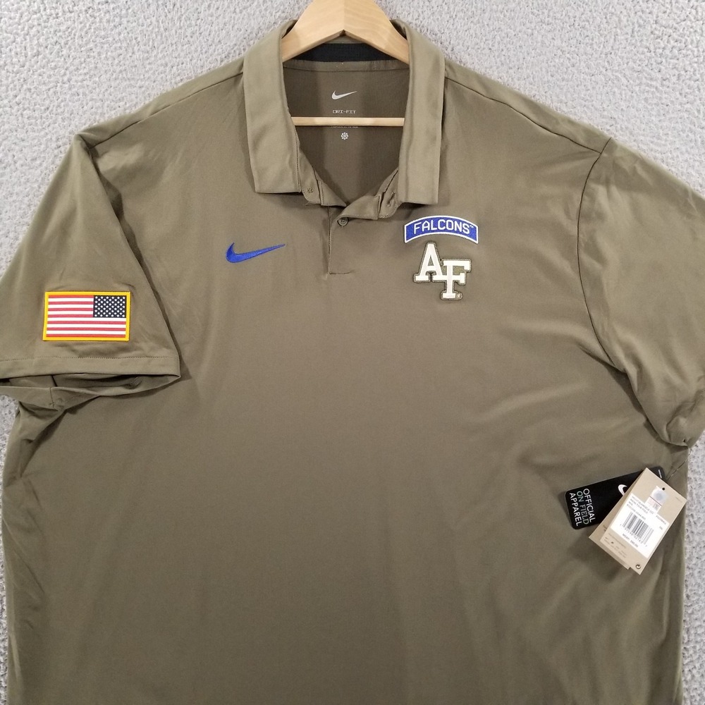 Air Force Falcons Nike Polo Shirt 3XL Green Tour Performance Dri-FIT Football